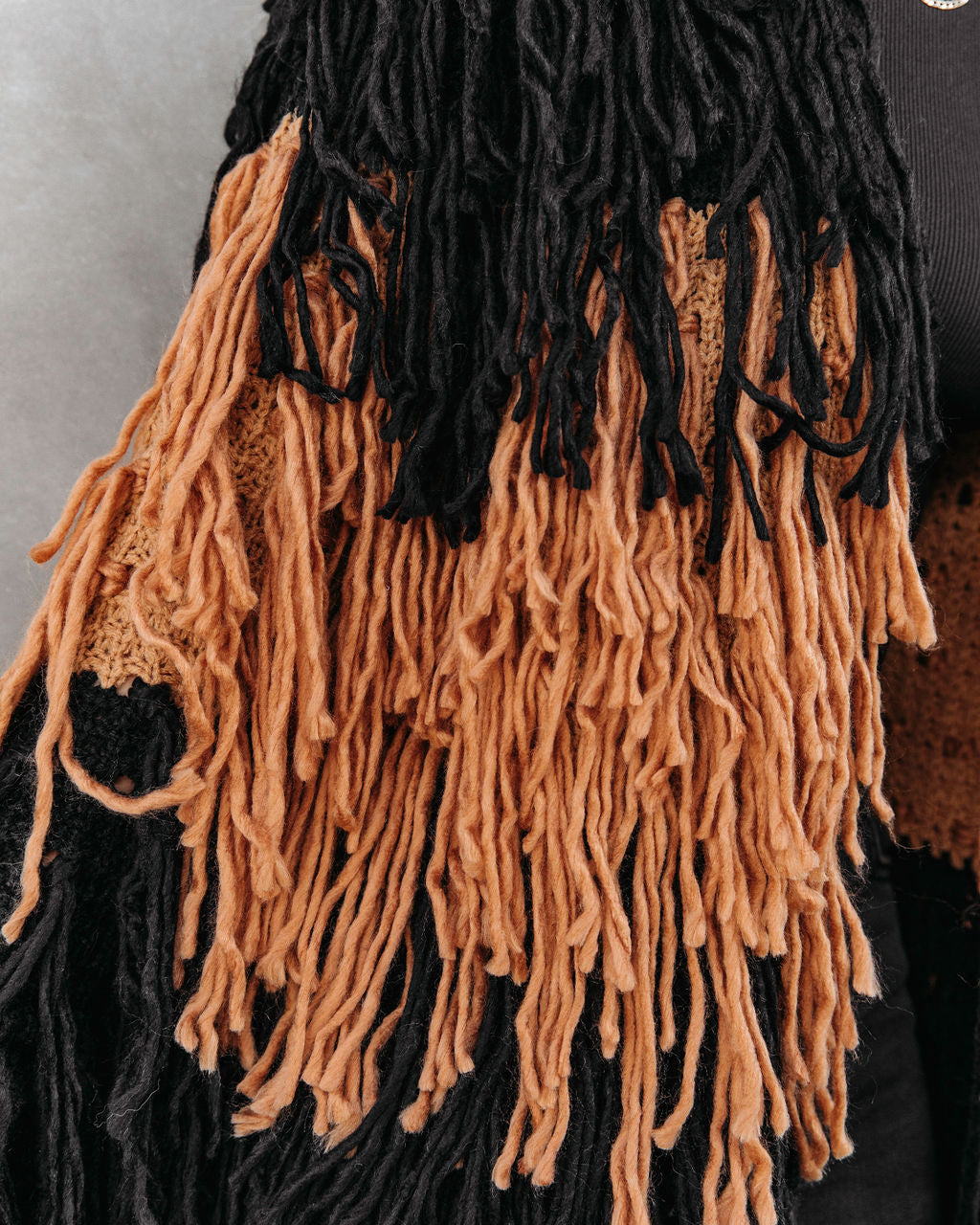Menlo Knit Fringe Colorblock Cardigan - Se7enfashion