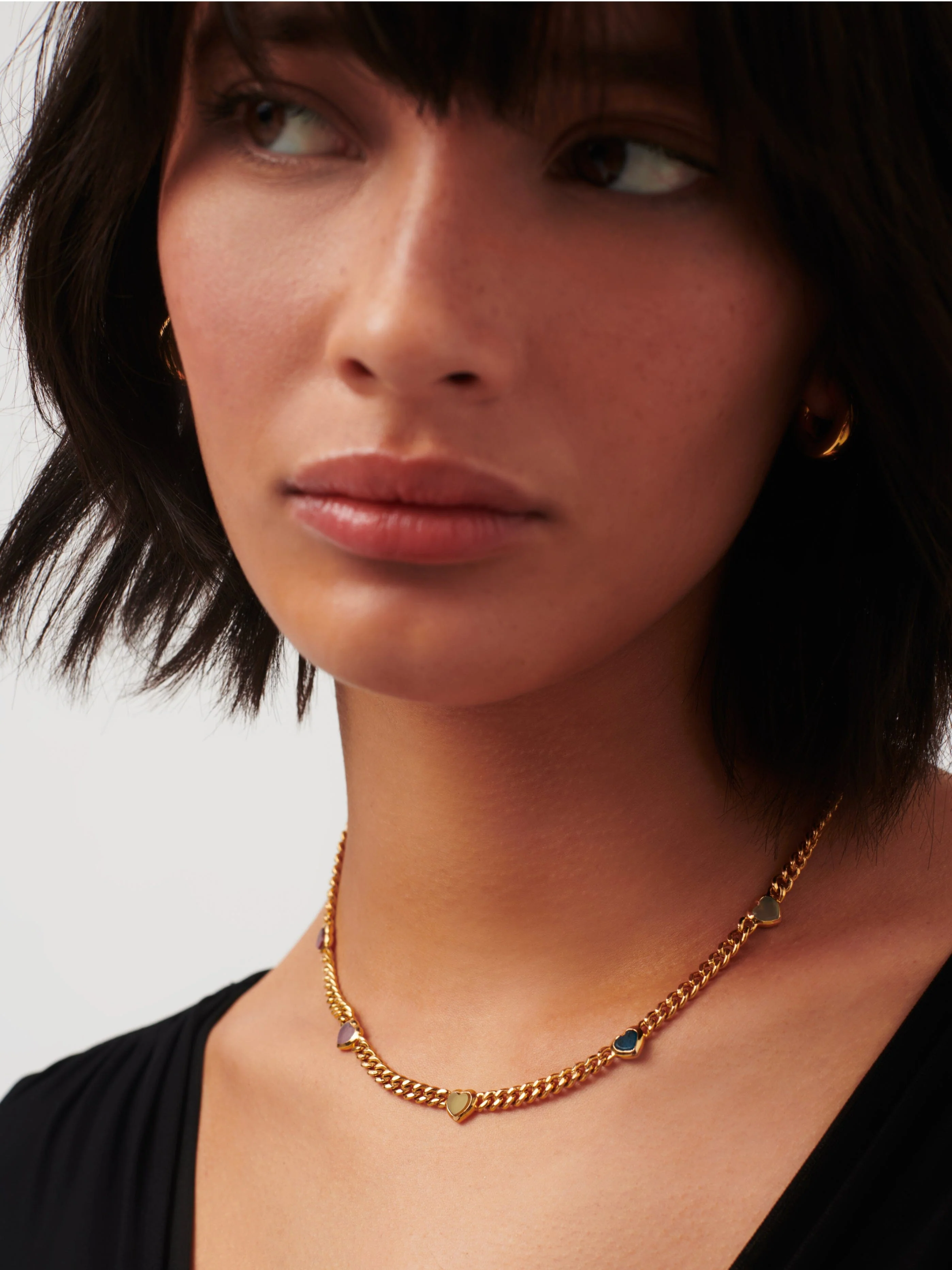 Jelly Heart Gemstone Charm Necklace | 18ct Gold Plated/Multi Quartz