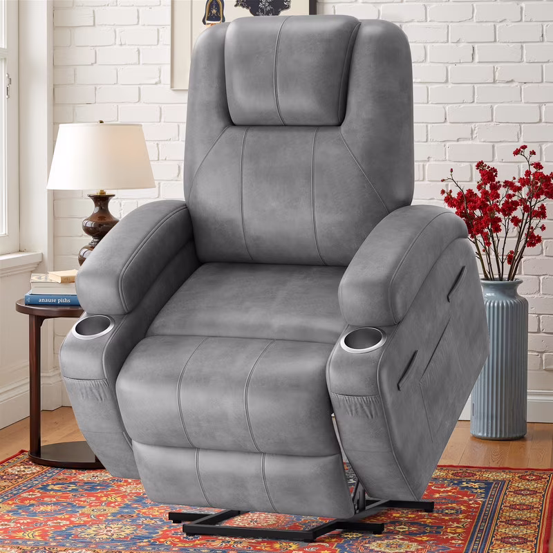 Lacoo power lift electric Massage recliner chair Oversized Single Sofa with Cup Holder for elderly,Black - Image 5