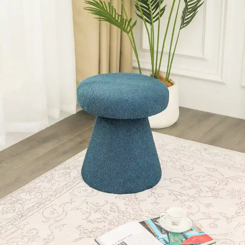 Adeco Large Soft Mushroom Ottoman - Versatile Foot Stool for Living Room and Bedroom