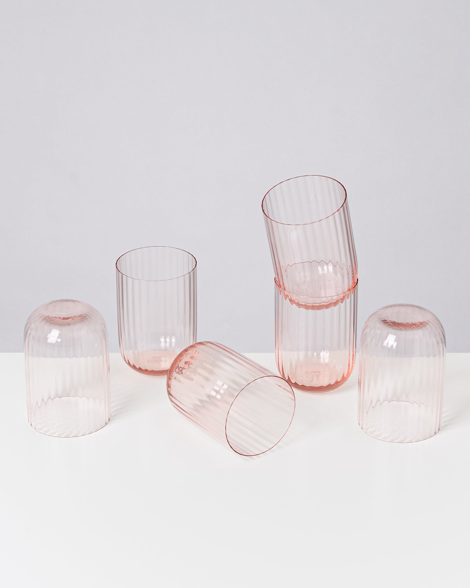 Joia Glas klein riffled rosé 6er-Set