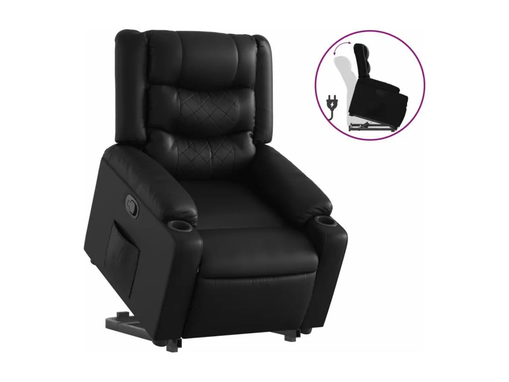 Sillón reclinable elevable cuero artificial negro