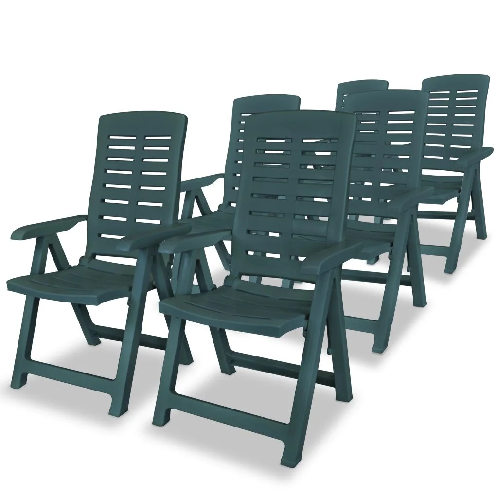 vidaXL Reclining Patio Chairs Outdoor Stack Dining Chair with Armrest Plastic - Image 19