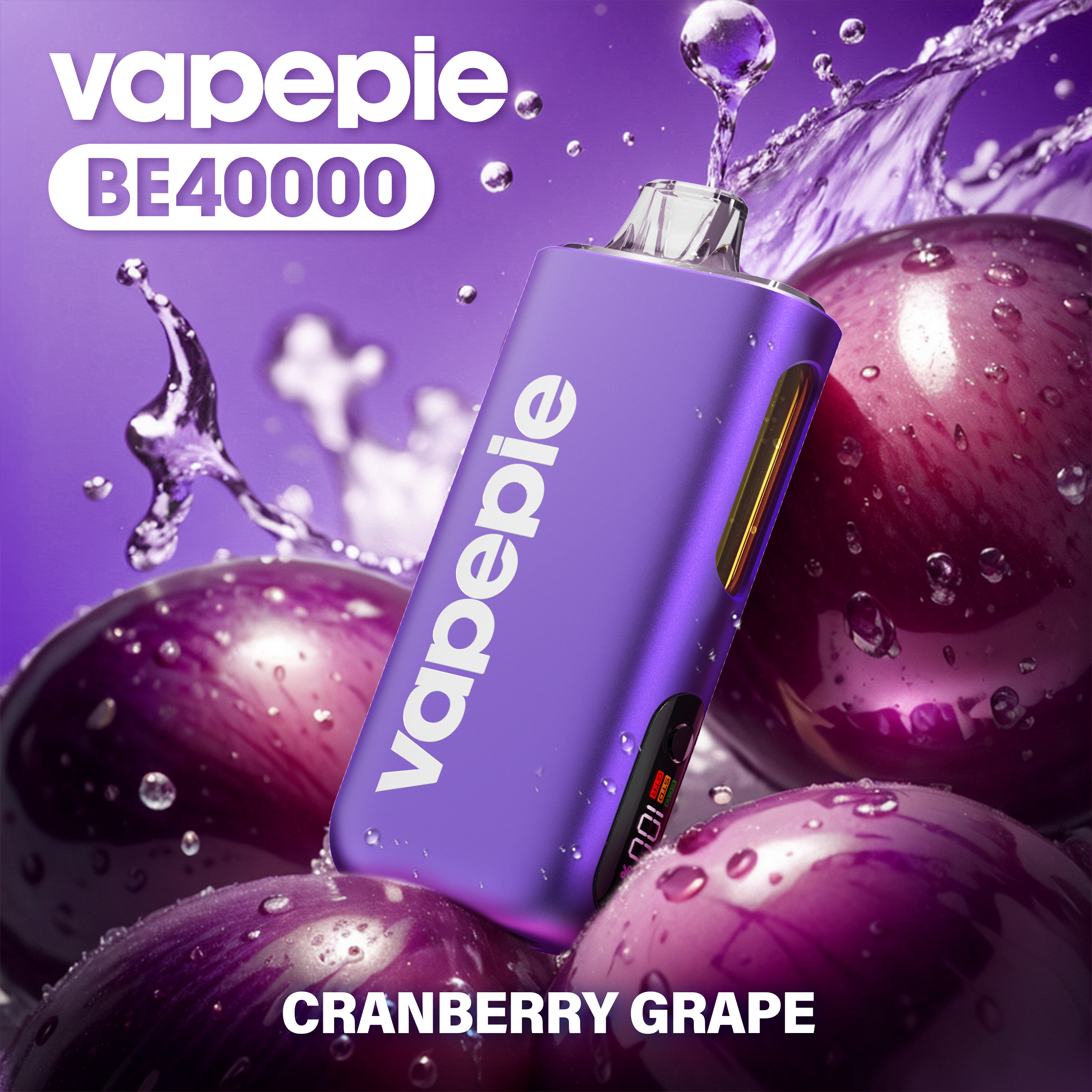 Cranberry Grape-VAPEPIE MAX 40.000 Züge Einweg E-Zigarette – (25ml Tank & 1.2Ω Mesh Coil)
