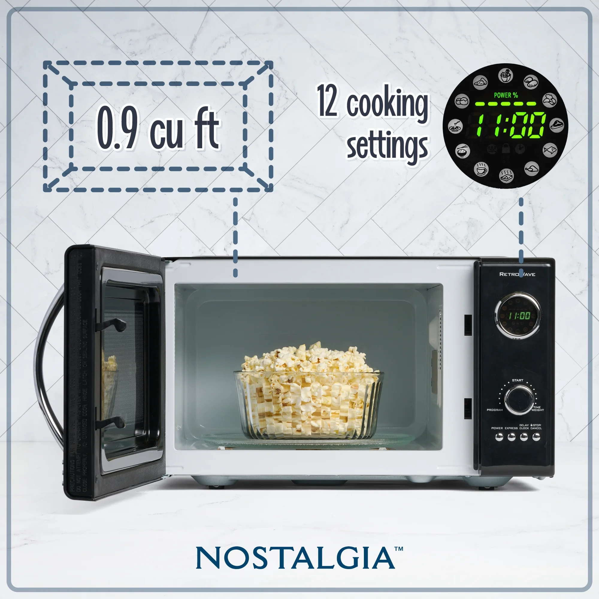 Nostalgia Retro Microwave for Countertop 0.9 cu ft Vintage Microwave, Ivory - Image 37