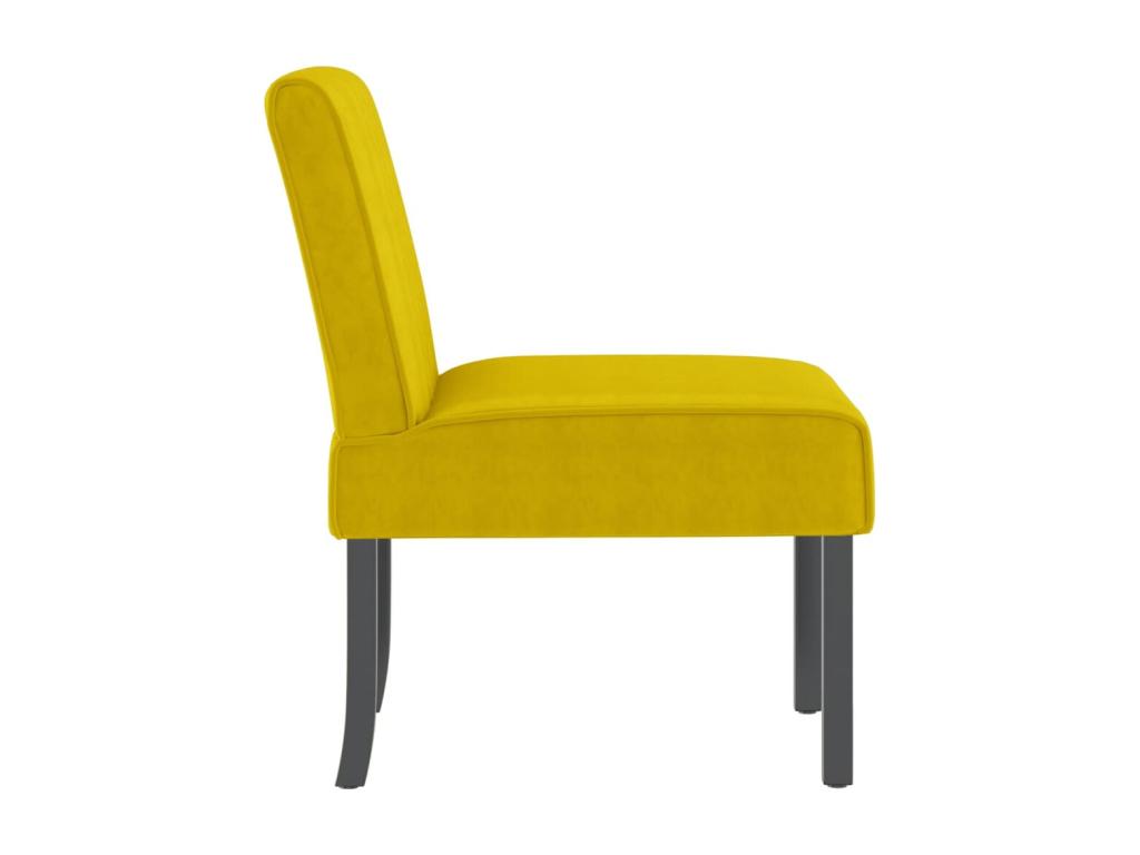 Sillón de terciopelo amarillo sin reposabrazos