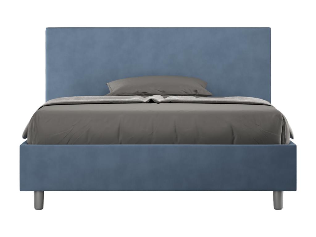 Cama doble con somier acolchada 140x190 microfibra azul Joliven