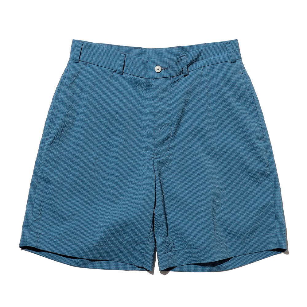 Beams Plus - Short Gaufré Gingham - Bleu