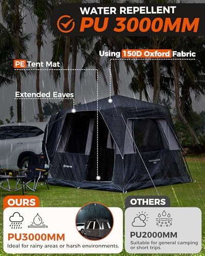 SUV Tent, Instant 6-8 Person Waterproof & Windproof Tailgate Car Camping Tent with Movie Screen for Family Camping & Outdoor Adventures - Image 6