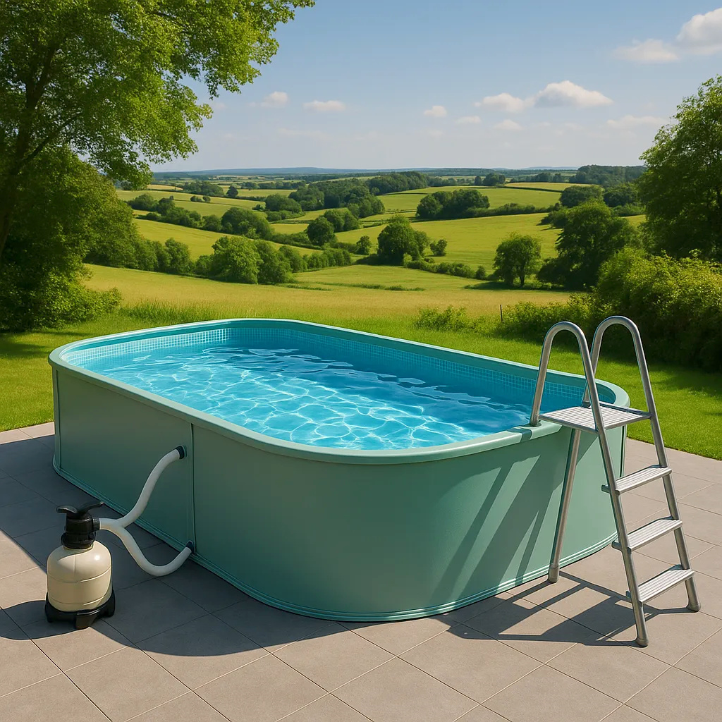 Ovalada Sí Piscina PVC Metal Jardín Piscina tubular ovalada verde menta PVC y metal para jardín 488x305x107 cm JGIcvvh624cI