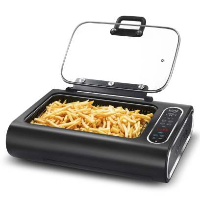 FoodStation Indoor Smokeless Grill with Guided Cooking. Black