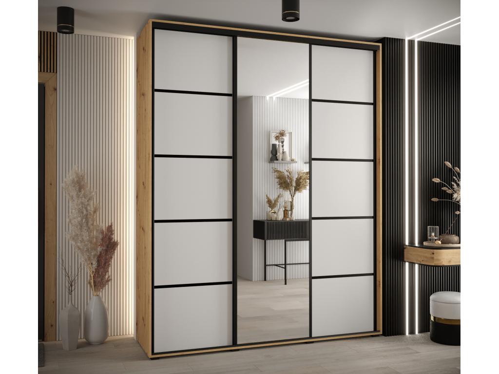 ARMARIO Cozetiq 5 DE PUERTAS CORREDERAS 235 - 2/180/60 3 puertas Artisan/Blanco/Negro