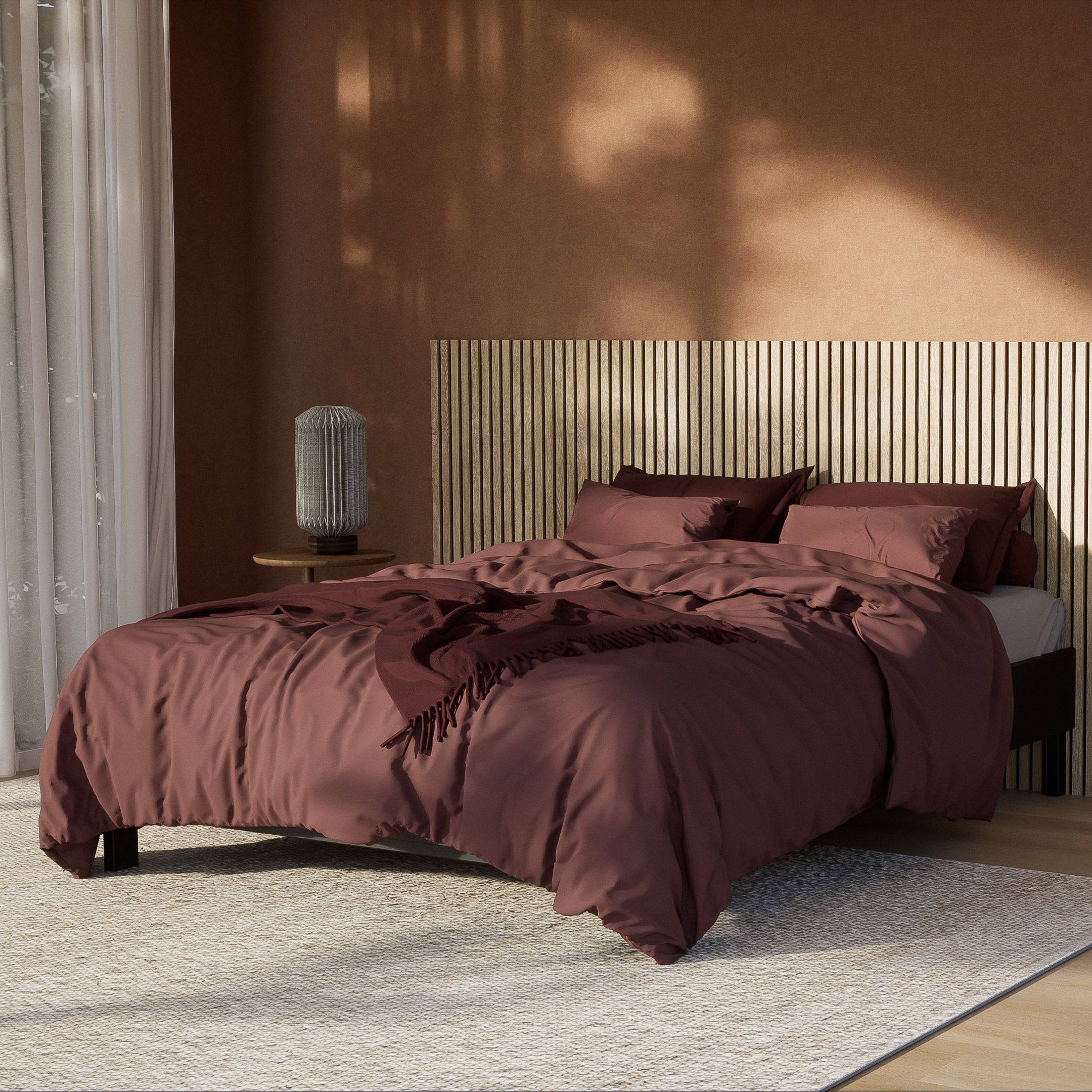 by fonQ Fresh Dekbedovertrek 200 x 200/220 cm - Aubergine