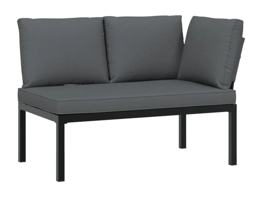 Set de sofás de jardín con cojines 4 piezas aluminio negro