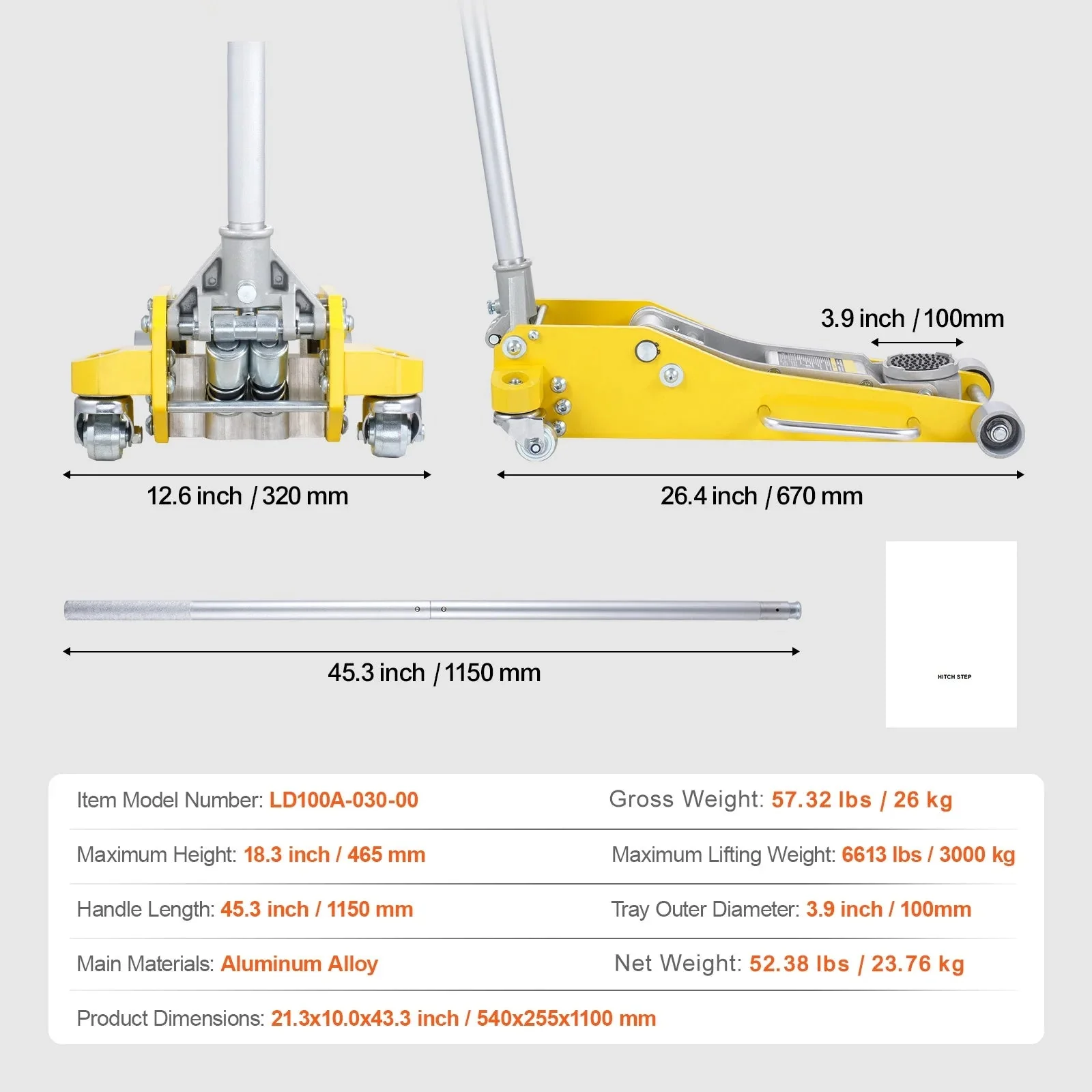 KFFKFF Low Profile Aluminum Floor Jack, 3 Ton Capacity, 3.7-18.3 Inch Lift Range, Dual Piston - Image 3 KFFKFF Low Profile Aluminum Floor Jack, 3 Ton Capacity, 3.7-18.3 Inch Lift Range, Dual Piston - Image 3