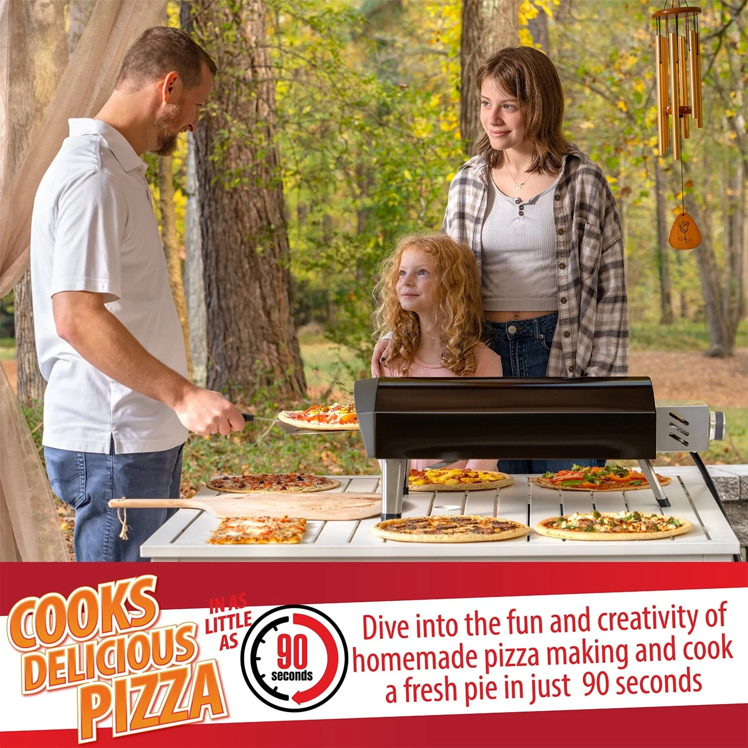 Deco Chef Outdoor Gas Pizza Oven, Portable Collapsable Design, Hassle-Free Self-Rotating Baking Stone, Black - Image 2