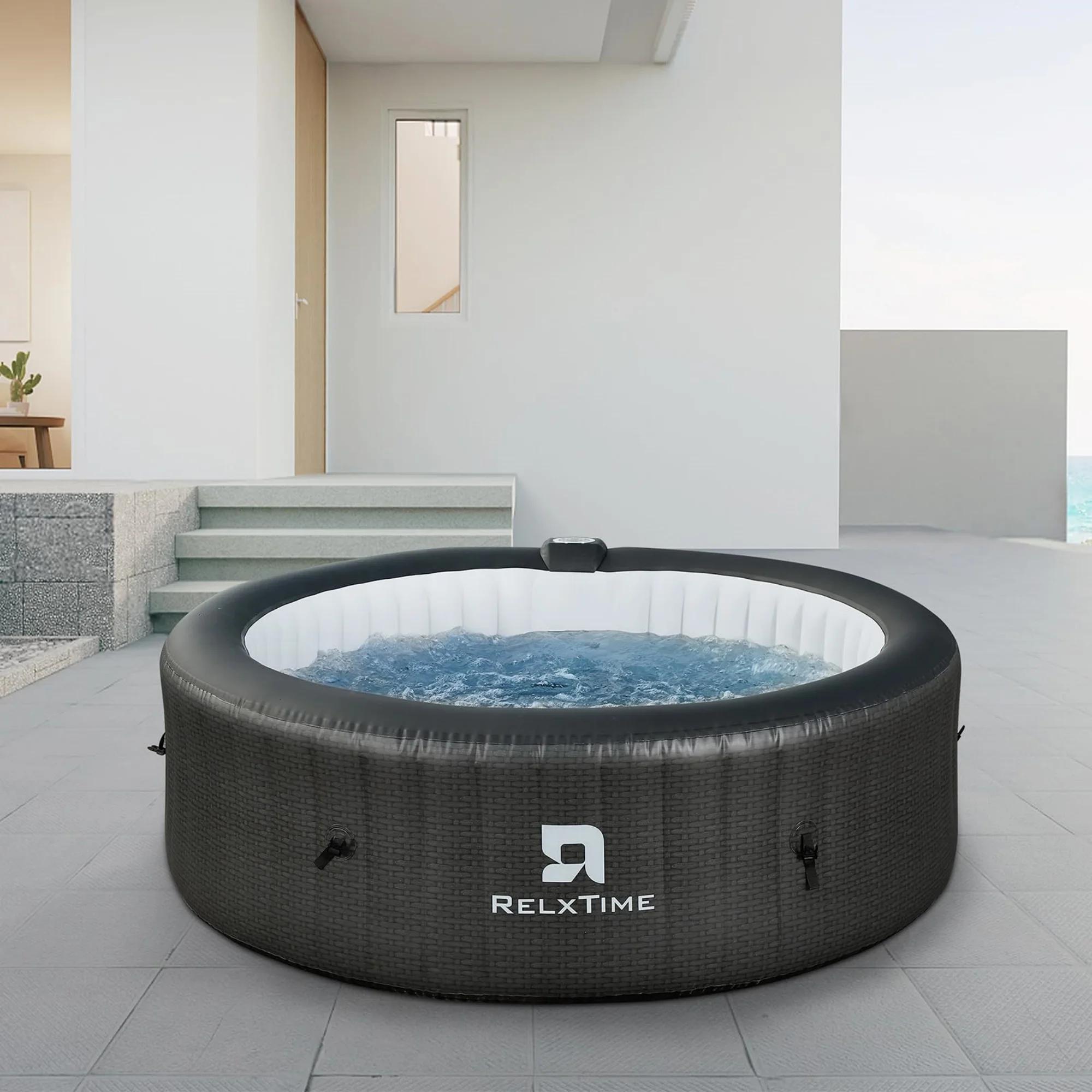 RELXTIME 4-6 Person Inflatable Hot Tub Pool Round Portable Outdoor Spa with 130 Massage Jets, Blue - Image 16