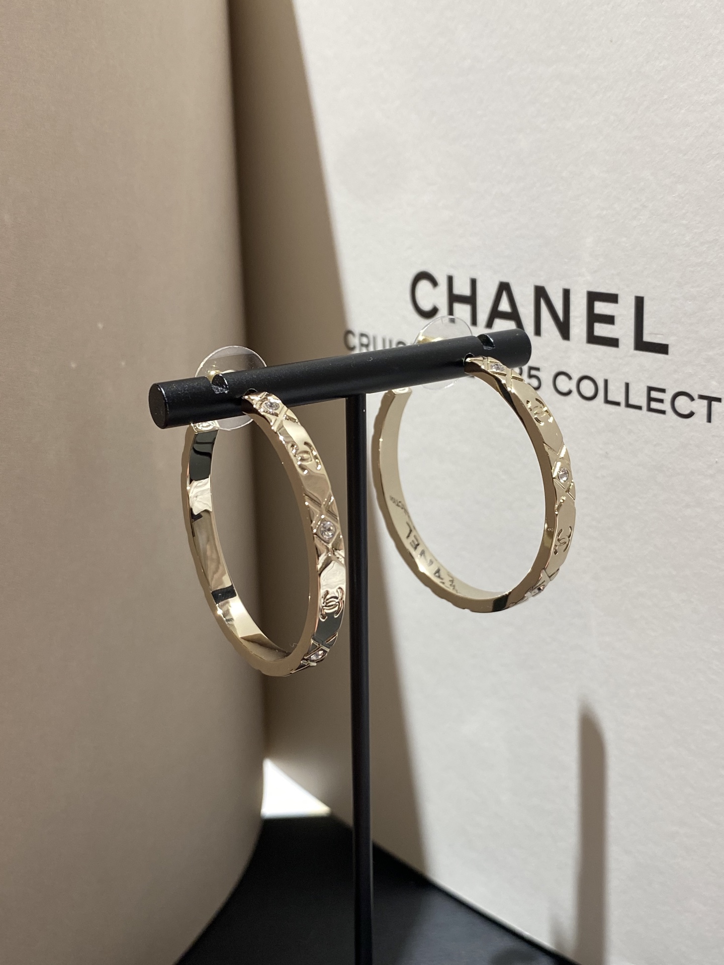 Chanel Light Gold Large Hoop CC Earrings - Original Replica Club