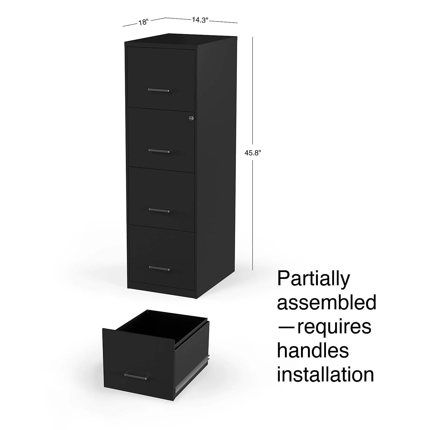 Staples 4-Drawer Vertical File Cabinet Locking Letter Black 18"D (52152) 16883/52152 - Image 8
