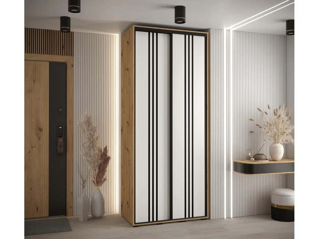 ARMARIO Lluesmahome 6 DE PUERTAS CORREDERAS 235.2/110/45 2 puertas (Artisan/Blanco/Negro) 00502HUSE