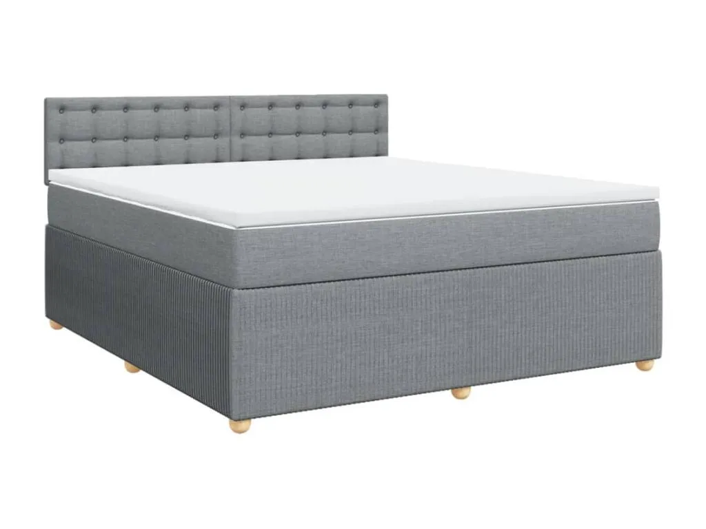 Cama box spring con colchón tela gris claro 180x200 cm dgy3519300
