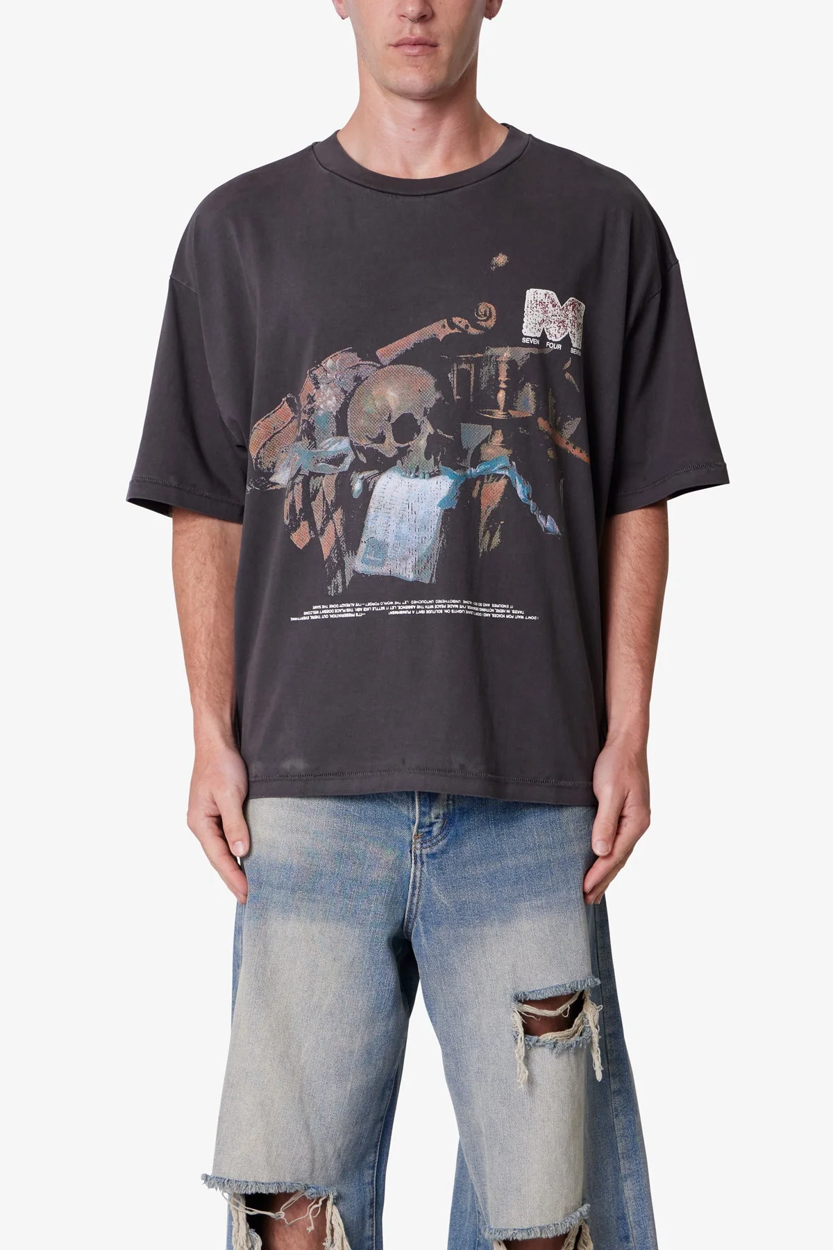 Still Life Printed Tee - Washed Black