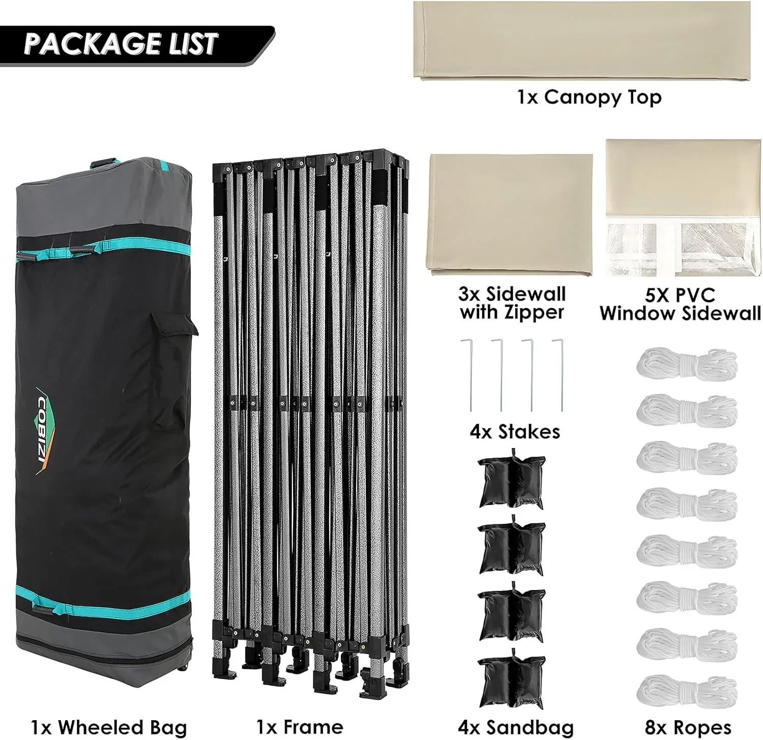 COBIZI 10x20 Heavy Duty Pop up Canopy Tent 6 sidewalls Commercial Canopy Wedding Party Tents