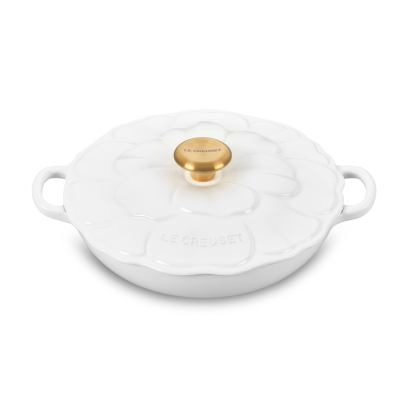 Le Creuset Enameled Cast Iron Signature Petal Braiser, 2.25 qt., White