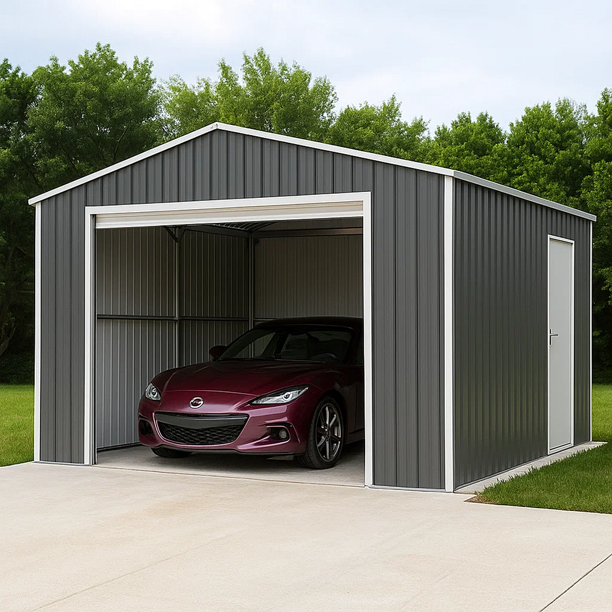 Garaje en metal con puerta abatible - 5,3 x 3,24 x 3,3 m