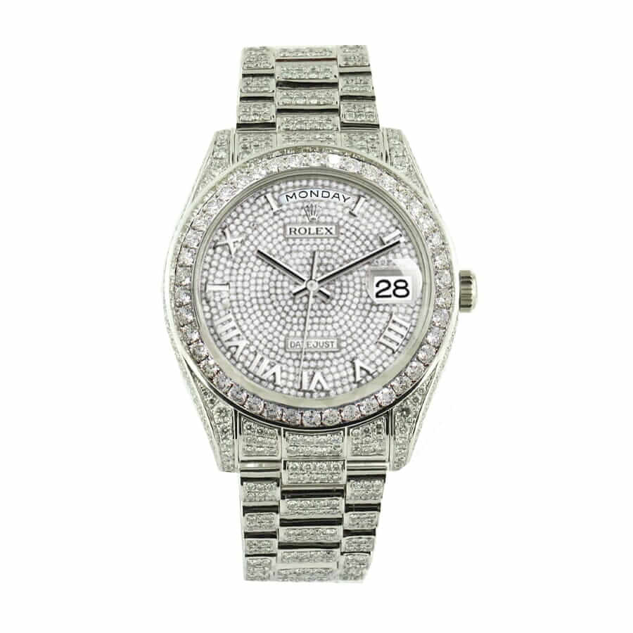 Replica Rolex Datejust Baguette II White Gold Iced Out Diamond Dial 116300