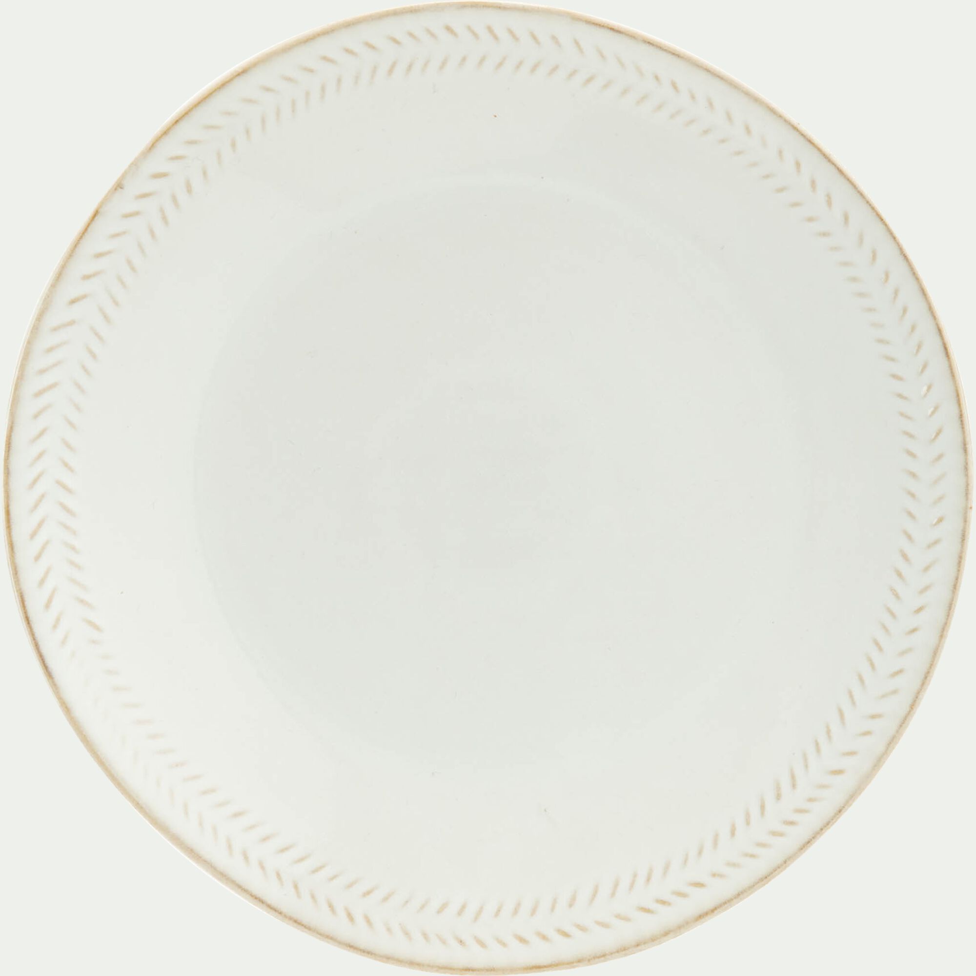 SPIGA - Assiette à dessert en grès avec liseré beige D23cm - blanc ventoux