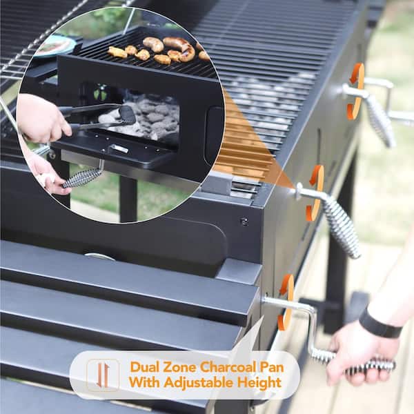 Heavy-duty Outdoor Barrel Charcoal Grill in Black - Image 4