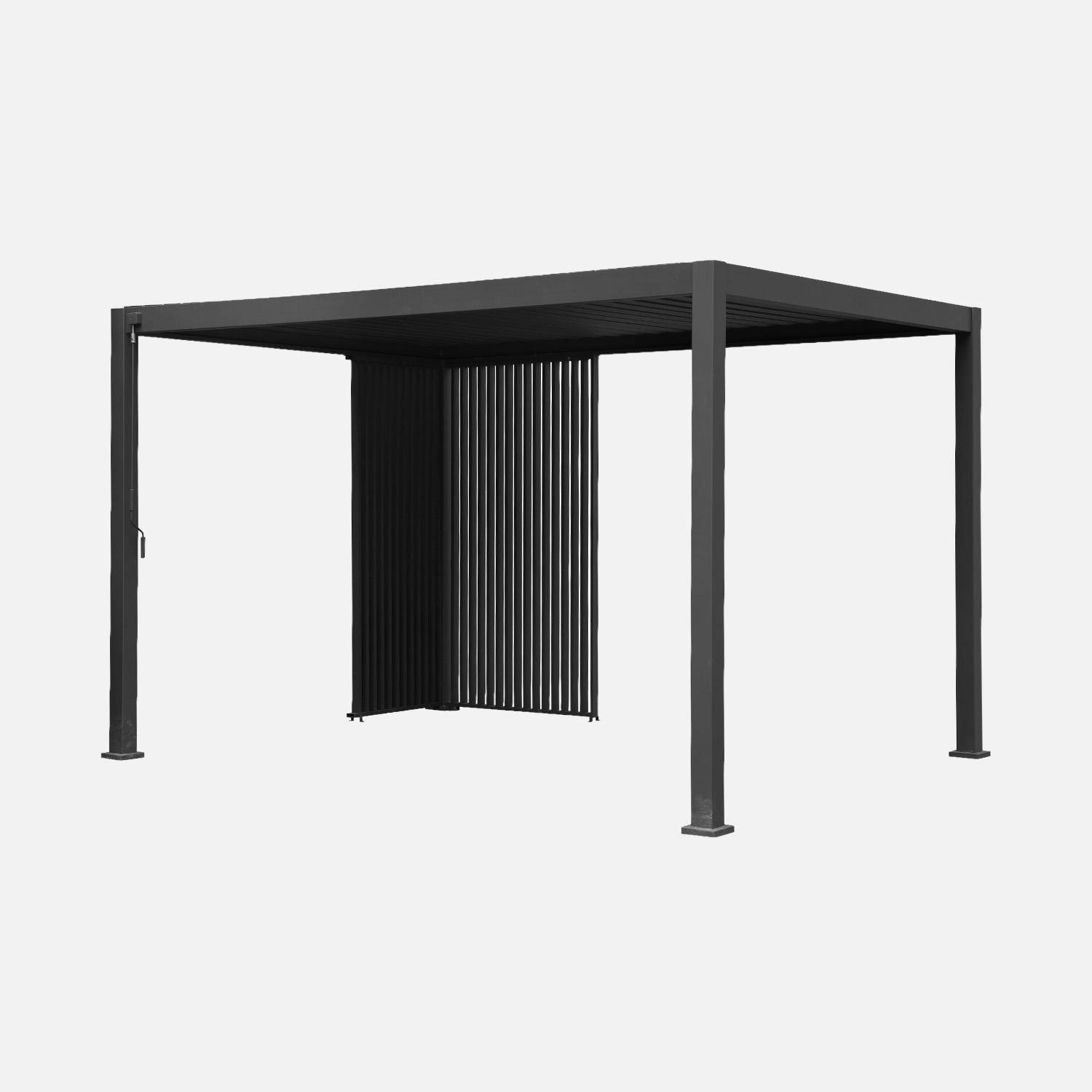 Triomphe 3x4m + accesorios - Pérgola bioclimática de aluminio 3x4m + persianas verticales de 1m y 1.3m