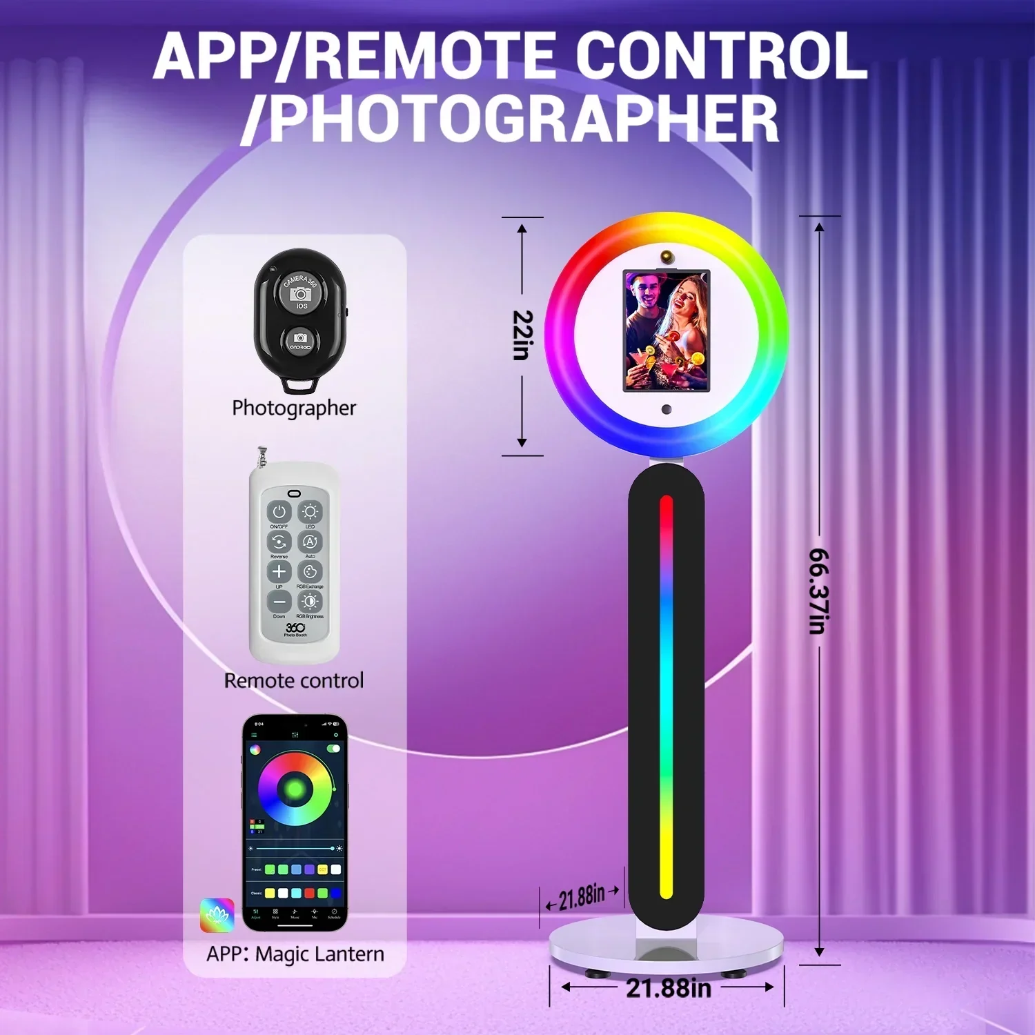 Portable iPad Photo Booth Stand With Ring Light and Remote App Control - Image 2 Portable iPad Photo Booth Stand With Ring Light and Remote App Control - Image 2