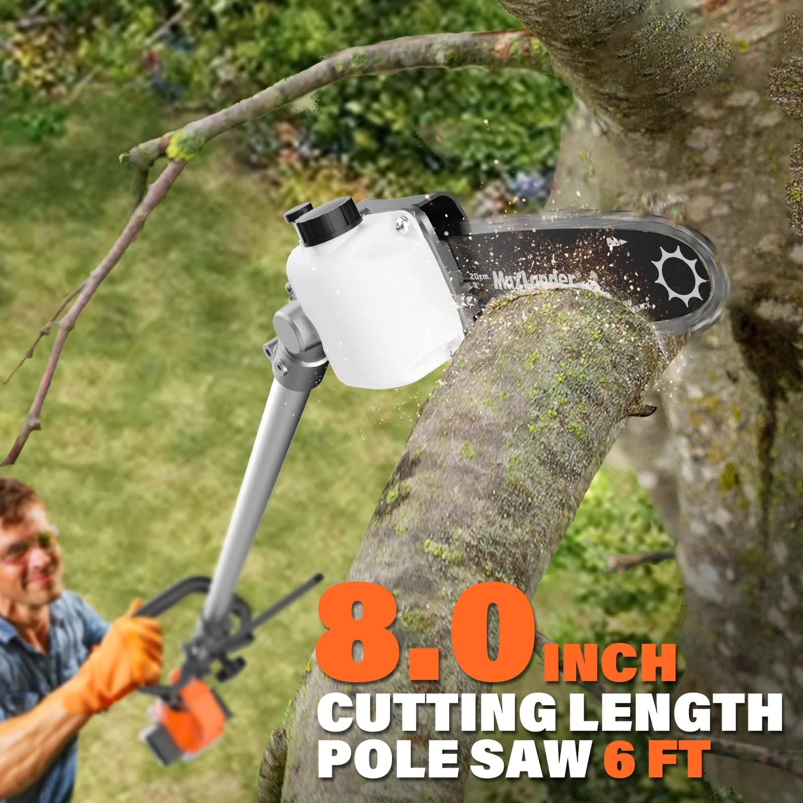 MAXLANDER 40V Cordless Weed Wacker, 4-in-1 Lawn Tool with Hedge Trimmer, 8-inch Pole Saw & Brush Cutter, 2×20V 4Ah Batteries & Charger Included - Image 2