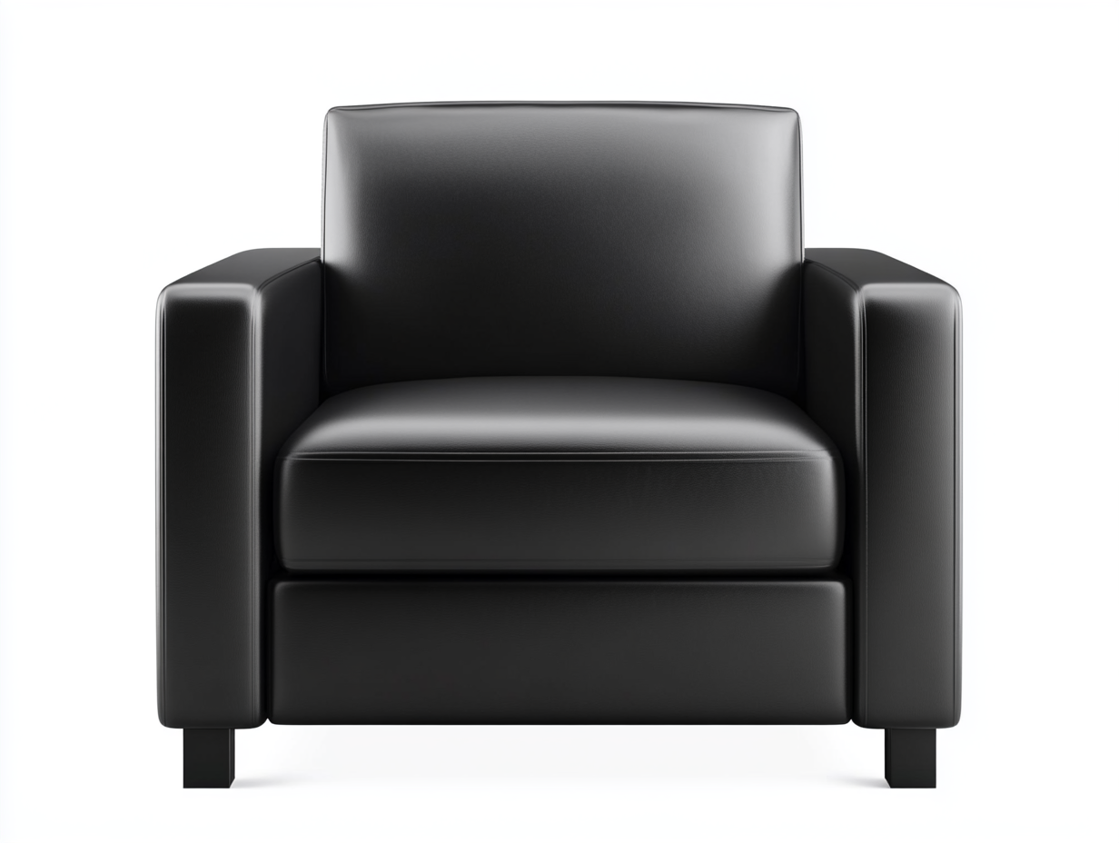 Sillón individual 90×85×82 cm – piel sintética – negro – con estructura cuadrada y diseño moderno minimalista