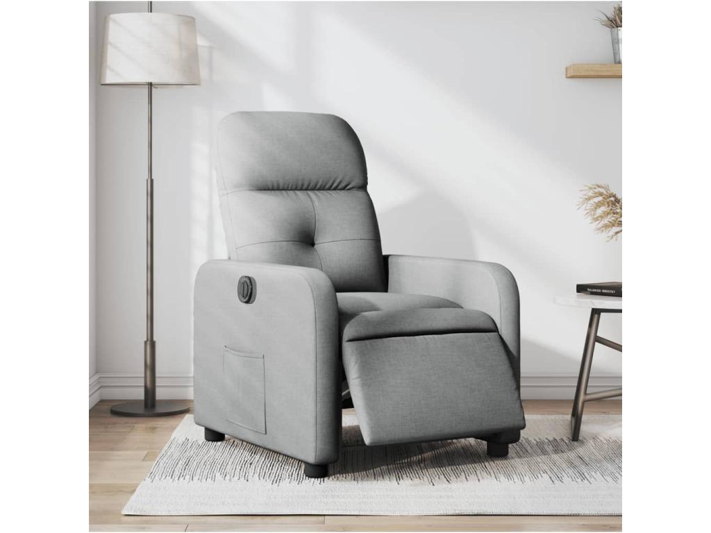Sillón reclinable eléctrico tela gris claro