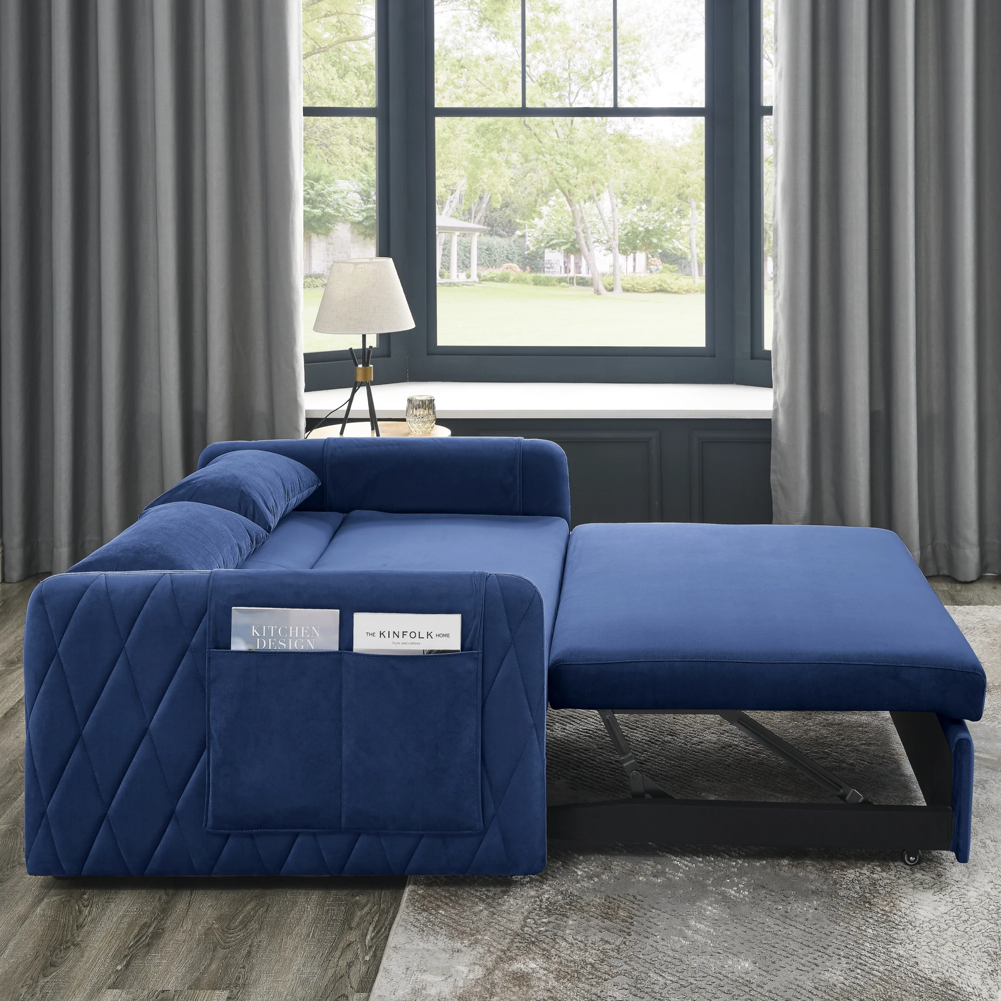 Convertible Sofa Bed,3 in 1 Sleeper Sofa with 2 Pillows and Adjustable Backrest for Living Room Office,Black - Image 33