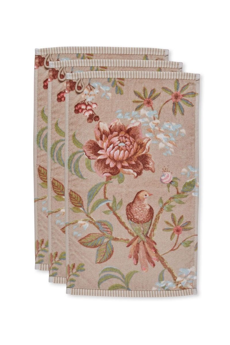 Guesttowel Set/3 Secret Garden Khaki 30x50cm