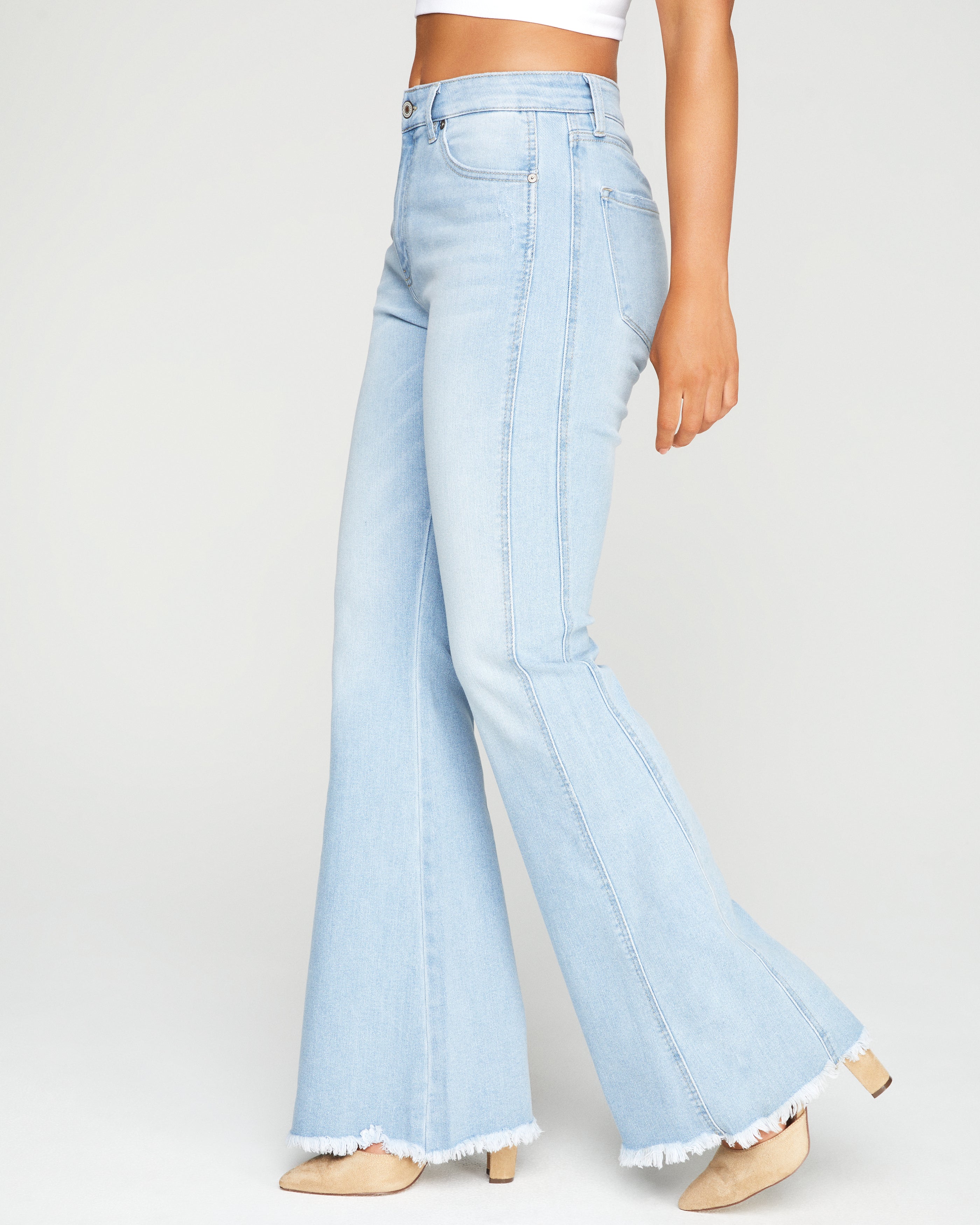 Annika High Rise Bell Bottom Frayed Denim - FINAL SALE - Se7enfashion