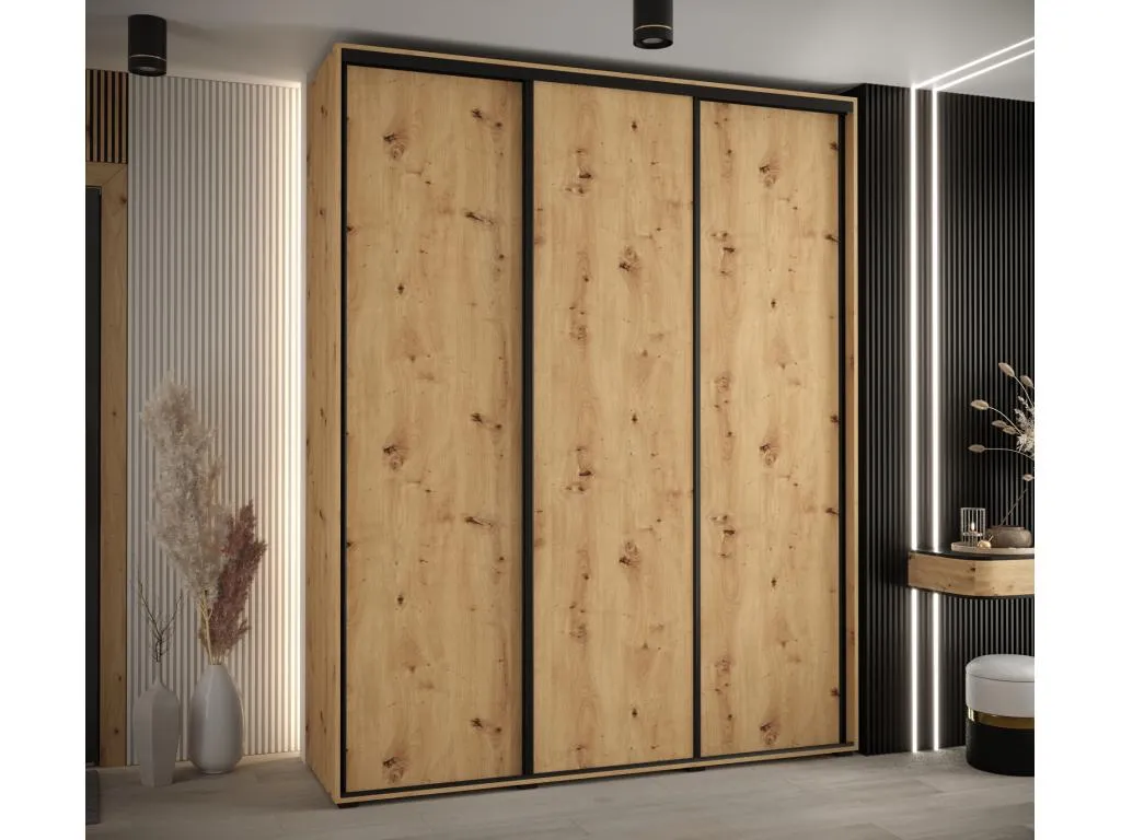 ARMARIO Banakdecoracion 1 DE PUERTAS CORREDERAS 235.2/200/45 3 puertas (Artisan/Artisan/Negro) BKBT42508