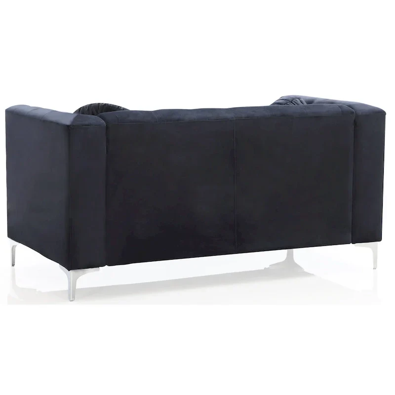 Velvet Button-Tufted Pompano Loveseat