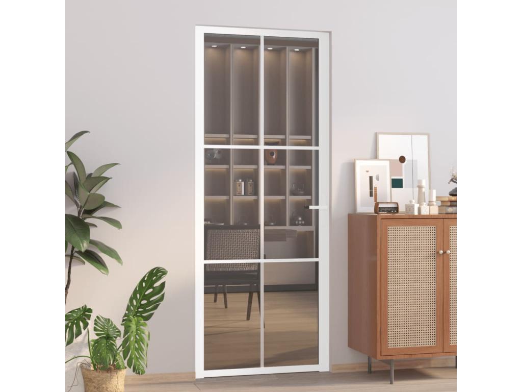 Puerta interior 83x201,5 cm Vidrio ESG Tucasago y aluminio