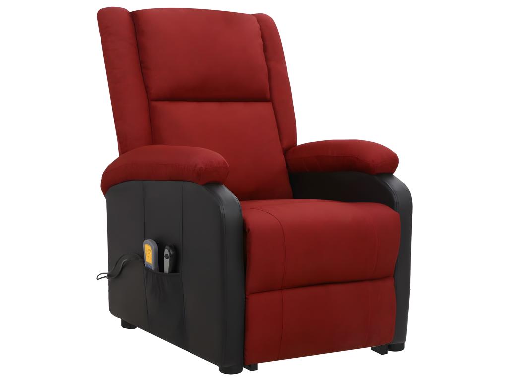 Sillón de masaje elevable tela rojo tinto