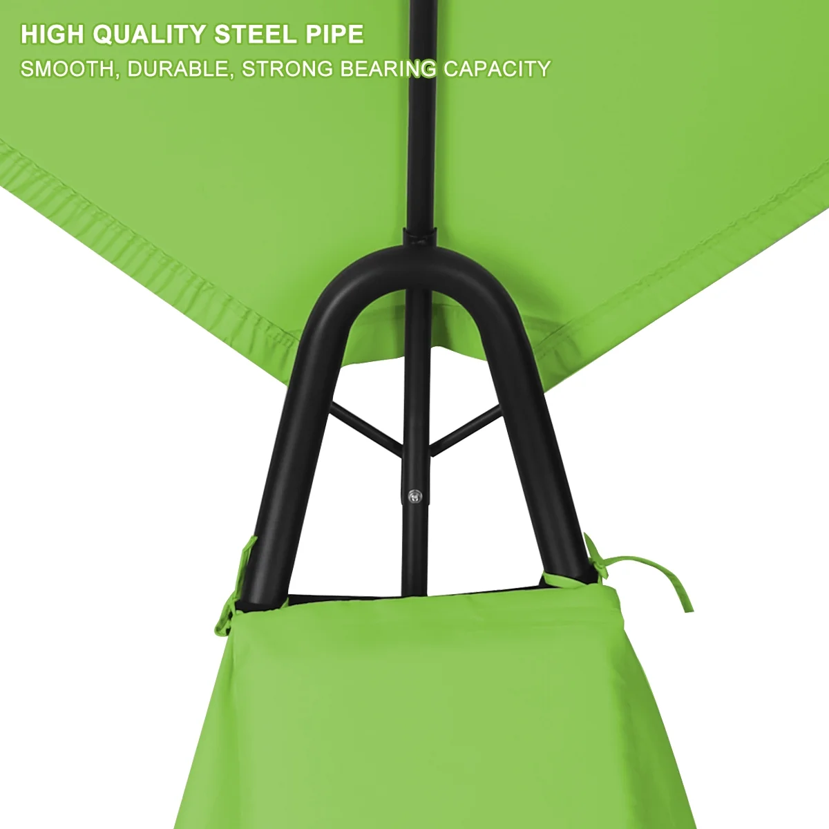2X Rocking Hanging Lounge Chair - Curved Chaise Rocking Lounge Chair Swing For Backyard Patio w/ Built-in Pillow Removable Canopy with stand {Green} - Image 10