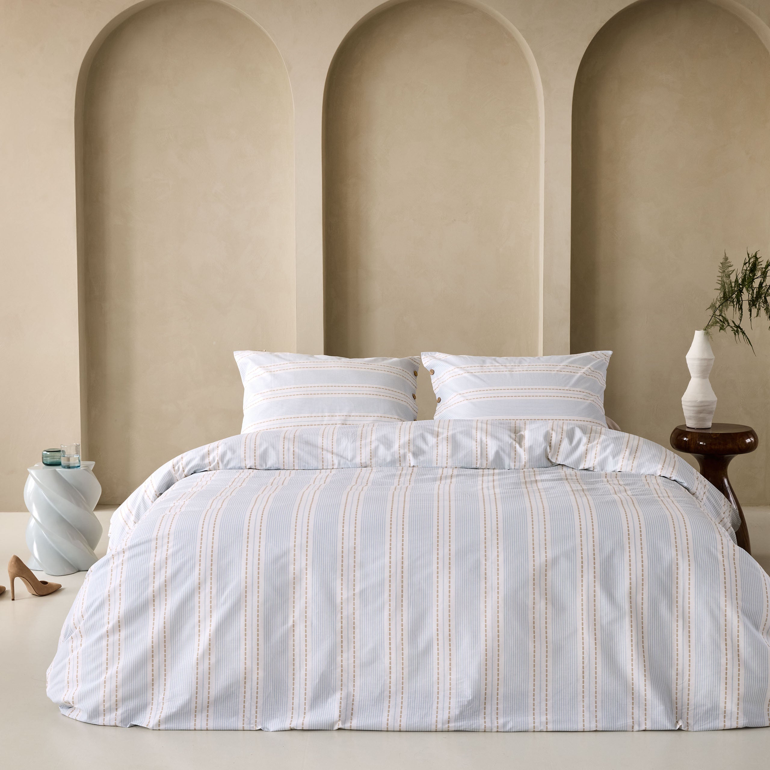 Walra Remade Striped Harmony Dekbedovertrek 200 x 220 cm - Off-White /