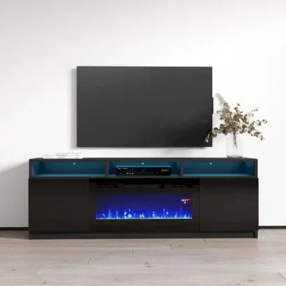 Modern 63-Inch TV Stand with Reno 05 Electric Fireplace
