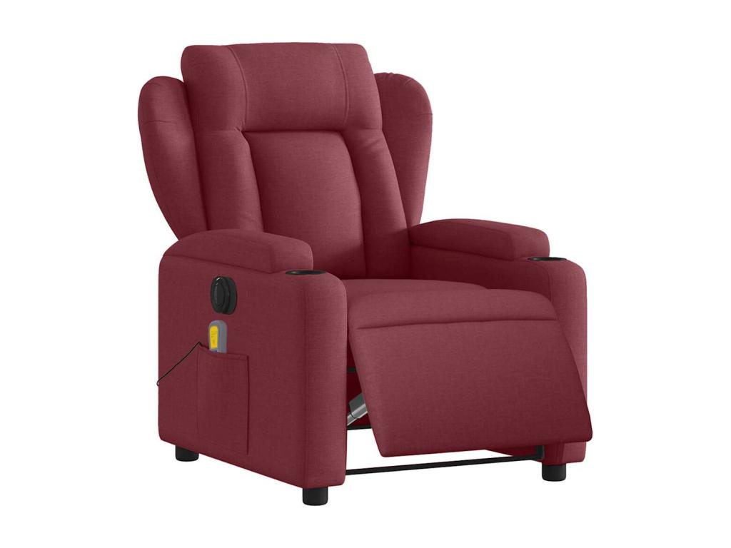 Sillón de masaje reclinable eléctrico tela rojo tinto