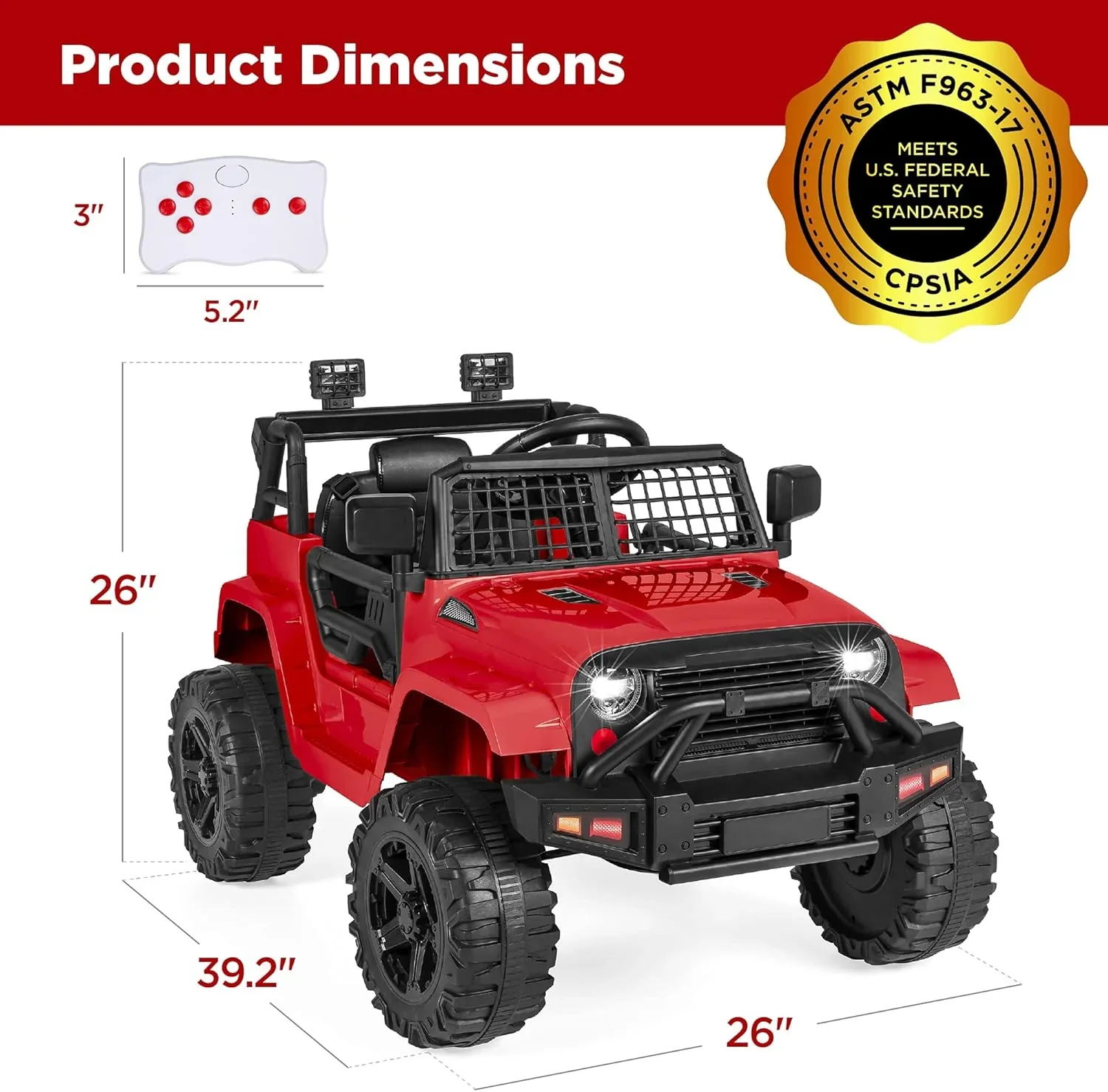 Best Choice Products 12V Kids Ride-On Truck Car with Spring Suspension and LED Lights
