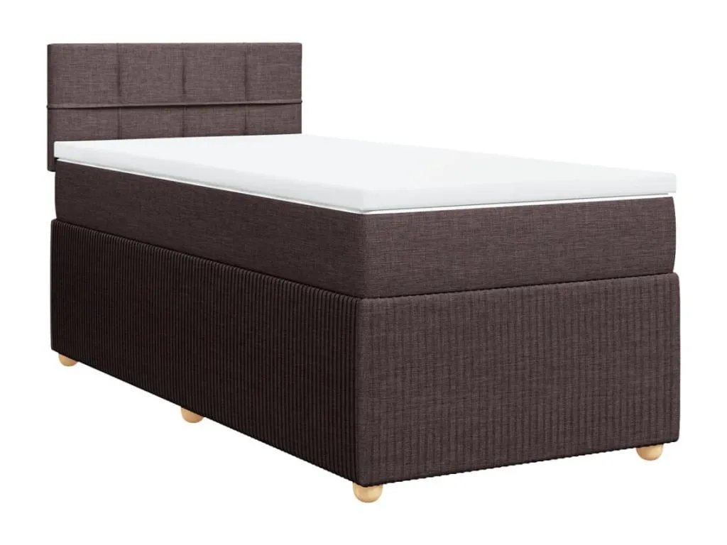 Cama box spring con colchón tela marrón oscuro 100x200 cm txo3519556